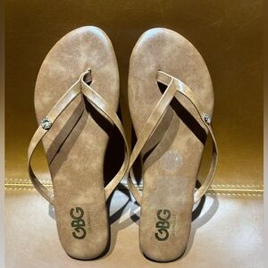 GBG Los Angeles Brown Sandals with Rhinestone Accent